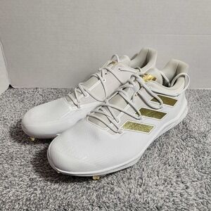 Adidas Adizero Afterburner Metal Baseball Cleats Men Sz 14 White Gold H00972 NEW